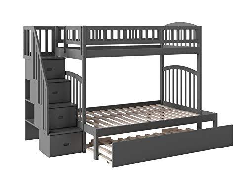 Atlantic Furniture AB65759 Westbrook Staircase Bunk Bed with Urban Trundle Bed, Twin/Full, Grey