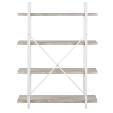 Load image into Gallery viewer, Cheap homissue 4 shelf modern style bookshelf light oak shelves and white metal frame open bookcases furniture for home office 54 9 inch height