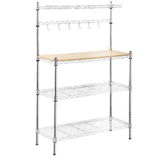 Load image into Gallery viewer, Online shopping metal bakers rack organizer stand shelf kitchen microwave cart storage countertop dorm microwave stand kitchen storage shelving with cutting board microwave shelf hooks for kitchen nsf certification