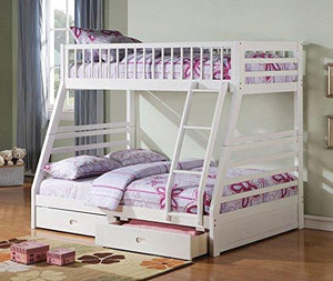 Acme Furniture Jason Twin Over Full Bunk Bed with 2 Drawers in White