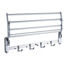 Load image into Gallery viewer, Kitchen garbnoire 202 grade stainless steel 2 feet long folding bathroom towel rack swivel towel bar stainless steel wall mounted shelf organization for storage hanging holder above toilet hotel home