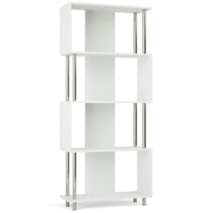 Latest giantex 4 shelf bookcase modern display shelf organizer snaking bookshelf industrial style storage display unit bookshelf 72 5 inch height white
