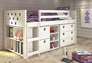 Donco Kids Twin Circles Modular Low Loft Bed in White