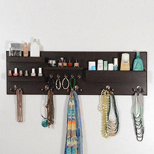 On amazon woodymood professional wall organizer shelf key hooks coat hooks mail pocket ledges w 37 l 3 7 h 12 dark brown