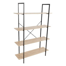 Load image into Gallery viewer, Products c hopetree open bookcase bookshelf large storage ladder shelf vintage industrial plant display stand rack home office furniture black metal frame 4 tier open