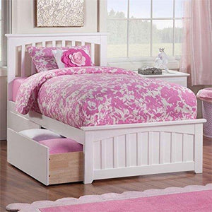 Atlantic Furniture Eco-Friendly Twin XL Bed with 2-Urban Bed Drawer (White Finish)