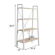 Load image into Gallery viewer, Organize with dporticus 2 set 4 tier modern ladder bookshelf free standing open bookcase storage shelf units display stand oak white 31 4 l x13 w x52 5 h