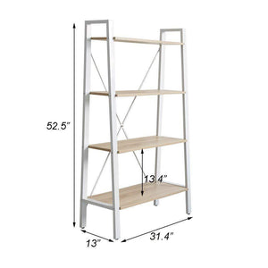 Organize with dporticus 2 set 4 tier modern ladder bookshelf free standing open bookcase storage shelf units display stand oak white 31 4 l x13 w x52 5 h