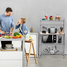 Load image into Gallery viewer, Products metal bakers rack organizer stand shelf kitchen microwave cart storage countertop dorm microwave stand kitchen storage shelving with cutting board microwave shelf hooks for kitchen nsf certification