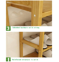 Load image into Gallery viewer, Discover the dulplay bamboo shoe rack 100 solid wood function assemble entryway shelf stand shelves stackable entryway bedroom 3 10 tier 6 40 shoes b 79x25x155cm31x10x61inch
