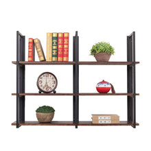 Load image into Gallery viewer, Cheap warm van industrial vintage 36 in wood iron floating storage shelves hanging shelf wall mounted bookcase living room bedroom diy wall rack