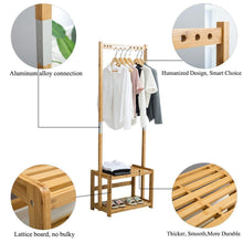 Load image into Gallery viewer, Budget friendly nnewvante coat rack bench hall trees shoes rack entryway 3 in 1 shelf organizer shelf environmental bamboo furniture bamboo 29 5x13 8x70in
