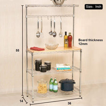 Load image into Gallery viewer, Order now metal bakers rack organizer stand shelf kitchen microwave cart storage countertop dorm microwave stand kitchen storage shelving with cutting board microwave shelf hooks for kitchen nsf certification