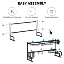 Load image into Gallery viewer, Home sink rack dish drainer for kitchen sink racks stainless steel over the sink shelf storage rack sink size 32 1 2 inch black 33 8x12 5x20 5inch