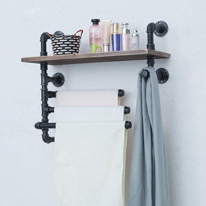 Try industrial towel rack with 3 towel bar 24in rustic bathroom shelves wall mounted farmhouse black pipe shelving wood shelf metal floating shelves towel holder iron distressed shelf over toilet