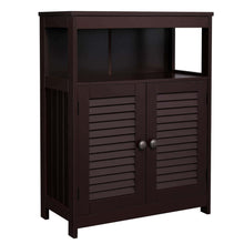 Load image into Gallery viewer, Try vasagle bathroom storage floor cabinet free standing cabinet with double shutter door and adjustable shelf brown ubbc40br