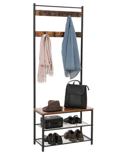 Discover the best vasagle industrial coat rack hall tree entryway shoe bench storage shelf organizer accent furniture with metal frame uhsr41bx rustic brown