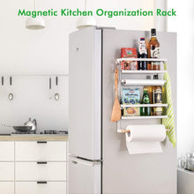Load image into Gallery viewer, Top rated refrigerator organizer rack magnetic kitchen magnetic holder with hook strong power magnet for paper towel holder rustproof spice jars rack refrigerator shelf storage hanger oganizer tool 19 x13x5 3in