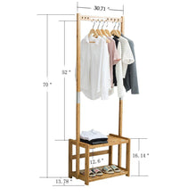 Load image into Gallery viewer, Buy nnewvante coat rack bench hall trees shoes rack entryway 3 in 1 shelf organizer shelf environmental bamboo furniture bamboo 29 5x13 8x70in