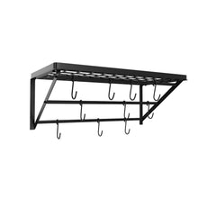 Load image into Gallery viewer, Kitchen kaluo 3 tier hanging wall mount pot rack kitchen storage shelf with 10 hooks for kitchen cookware utensils pans household items