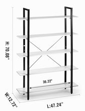 Load image into Gallery viewer, Cheap oraf bookshelf 5 tier 47lx13wx70h inches bookcase solid 130lbs load capacity industrial bookshelf sturdy bookshelves with steel frame assemble easily storage organizer home office shelf modern white