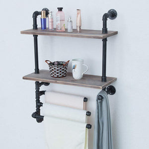 Amazon industrial towel rack with 3 towel bar 24in rustic bathroom shelves wall mounted 2 tiered farmhouse black pipe shelving wood shelf metal floating shelves towel holder iron distressed shelf over toilet