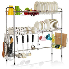 Load image into Gallery viewer, Explore mago retractable 304 stainless steel dish rack drain rack sink universal pool frame kitchen shelf multi function kitchen storage size 100cm x 28cm x 82cm