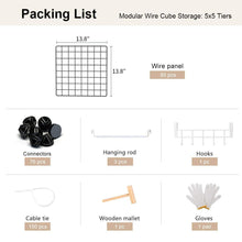 Load image into Gallery viewer, Save on yozo modular wire cube storage wardrobe closet organizer metal rack book shelf multifuncation shelving unit 25 cubes depth 14 inches black