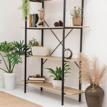 Load image into Gallery viewer, Purchase c hopetree open bookcase bookshelf large storage ladder shelf vintage industrial plant display stand rack home office furniture black metal frame 4 tier open