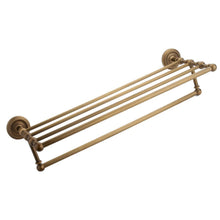 Load image into Gallery viewer, Home marmolux acc morocc series 3420 ab 24 inch towel shelf with bar storage holder for bathroom antique brass brushed bronze