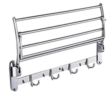 Load image into Gallery viewer, New garbnoire 202 grade stainless steel 2 feet long folding bathroom towel rack swivel towel bar stainless steel wall mounted shelf organization for storage hanging holder above toilet hotel home