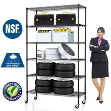 Load image into Gallery viewer, Discover the best 6 tier storage shelves metal wire shelving unit height adjustable nsf heavy duty garage shelving with wheels 48x18x82 commercial grade utility shelf rack for restaurant basement garage kitchen