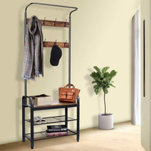 Load image into Gallery viewer, Products zncmrr entryway hall tree with shoe bench rustic coat rack industrial entryway furniture organizer with 8 double hooks and storage shelf for hallway bedroom living room easy assembly