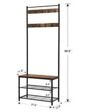 Load image into Gallery viewer, Buy now vasagle industrial coat rack hall tree entryway shoe bench storage shelf organizer accent furniture with metal frame uhsr41bx rustic brown