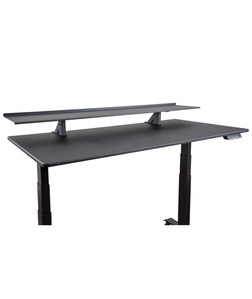 Top stand up desk store 60 clamp on desk shelf monitor stand with adjustable height reduces clutter on your standing desk while placing your monitors at a comfortable height black 60