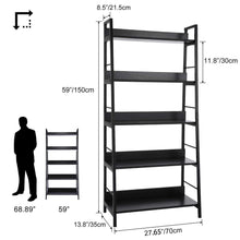 Load image into Gallery viewer, Top 5 shelf ladder bookcase industrial bookshelf wood and metal bookshelves plant flower stand rack book rack storage shelves for home decor