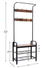 Load image into Gallery viewer, Organize with zncmrr entryway hall tree with shoe bench rustic coat rack industrial entryway furniture organizer with 8 double hooks and storage shelf for hallway bedroom living room easy assembly