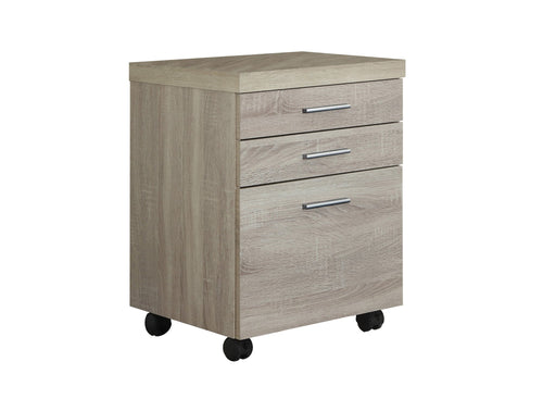 3 DRAWER NATURAL ON CASTORS FILING CABINET