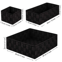 Load image into Gallery viewer, Buy now kedsum woven storage box cube basket bin container tote cube organizer divider for drawer closet shelf dresser set of 4 black
