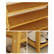 Load image into Gallery viewer, Discover dulplay bamboo shoe rack 100 solid wood function assemble entryway shelf stand shelves stackable entryway bedroom 3 10 tier 6 40 shoes b 79x25x155cm31x10x61inch