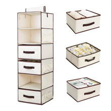 Load image into Gallery viewer, Shop here storageworks 6 shelf hanging dresser foldable closet hanging shelves with 2 magic drawers 1 underwear socks drawer 42 5h x 13 6w x 12 2d