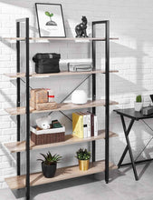 Load image into Gallery viewer, Amazon best oraf bookshelf 5 tier 47lx13wx70h inches bookcase solid 130lbs load capacity industrial bookshelf sturdy bookshelves with steel frame assemble easily storage organizer home office shelf wood grain