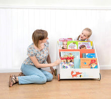 Load image into Gallery viewer, Best seller  labebe kid bookshelf wood small book storage for 1 5 year old 3 shelf bookcase for bedroom book display case white for girl boy 3 tier mobile bookrack with wheels low square book cabinet fox