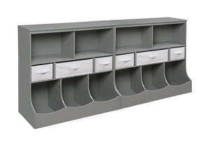 Kitchen freestanding combo shelf cubby bin storage organizer unit with 3 baskets