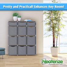 Load image into Gallery viewer, Discover neaterize 12 cube organizer set of storage cubes included diy cubby organizer bins cube shelves ladder storage unit shelf closet organizer for bedroom playroom livingroom office grey
