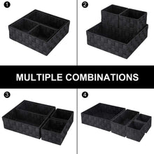 Load image into Gallery viewer, Discover the best kedsum woven storage box cube basket bin container tote cube organizer divider for drawer closet shelf dresser set of 4 black