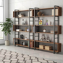 Load image into Gallery viewer, Top rated tribesigns 5 shelf bookshelf with metal wire vintage industrial bookcase display shelf storage organizer with metal frame for home office 47 2 l x 9 4 d x 71 h retro brown