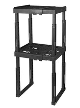 Load image into Gallery viewer, Related tools for school locker shelf adjustable width 8 12 1 2 and height 9 3 4 14 stackable and heavy duty holds 40 lbs per shelf black double