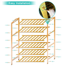 Load image into Gallery viewer, Storage organizer anko bamboo shoe rack natural bamboo thickened 6 tier mesh utility entryway shoe shelf storage organizer suitable for entryway closet living room bedroom 1 pack