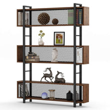 Load image into Gallery viewer, Amazon tribesigns 5 shelf bookshelf with metal wire vintage industrial bookcase display shelf storage organizer with metal frame for home office 47 2 l x 9 4 d x 71 h retro brown